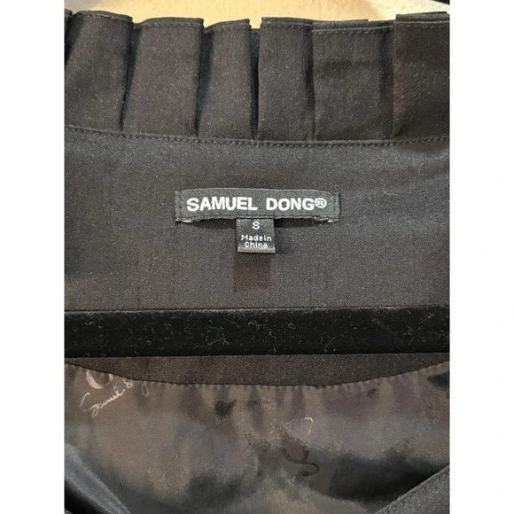 Samuel Dong Sleeveless Bubble Dress Ruffle Collar Full Zip Pockets Black Size S - Picture 2 of 10